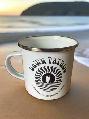 Dawn Patrol Black Enamel Mug